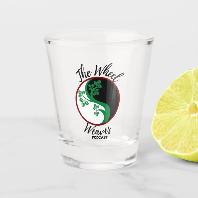 Verre A Shot La roue tisse Podcast Shot Glass (Devant)