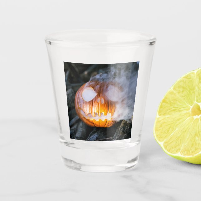 Verre A Shot La tête Jack-o-Lantern d'un cavalier sans tête (Devant)