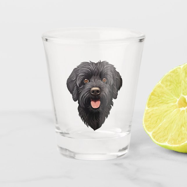 Verre A Shot Labradoodle Chien noir (Devant)