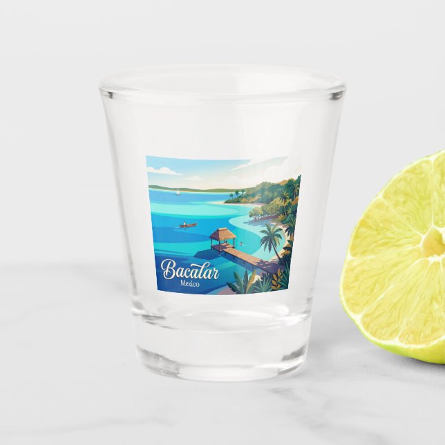 Verre A Shot Lagune de Bacalar au Mexique (Devant)