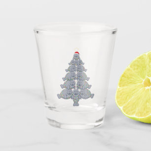 Verre A Shot Lamantin de Noël festif avec l'océan magique