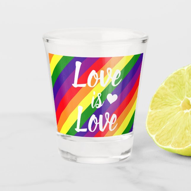 Verre A Shot L'amour est l'amour Gay pride arc-en-ciel (Devant)
