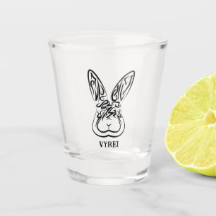 Verre A Shot Lapin tribal noir et blanc