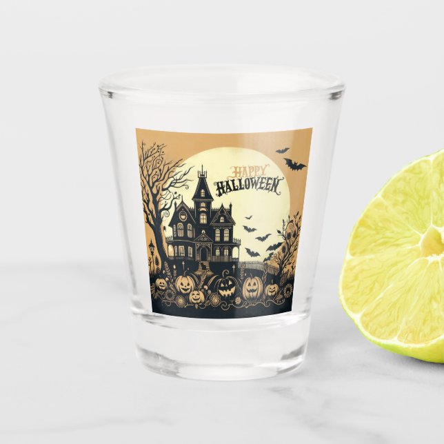 Verre A Shot L'art d'Halloween vintage (Devant)