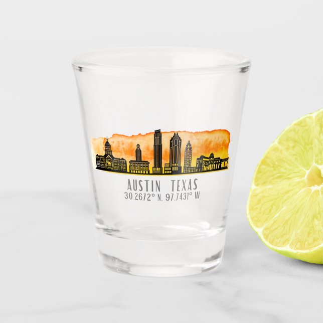 Verre A Shot Latitude Austin Skyline (Devant)