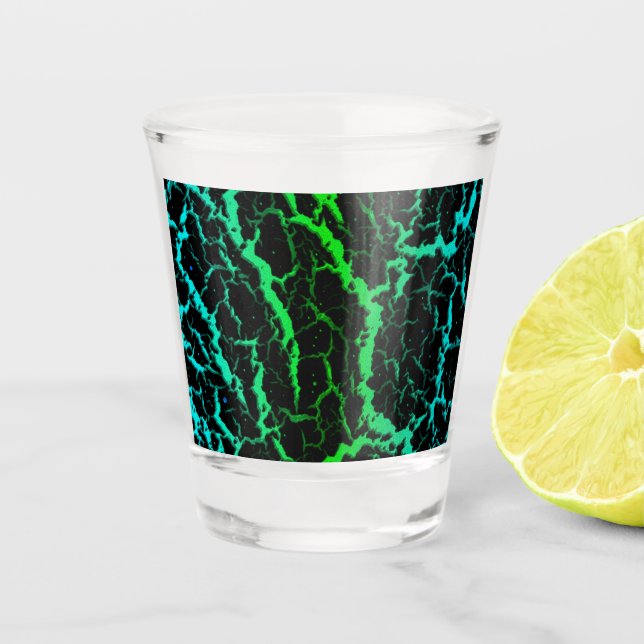 Verre A Shot Lave spatiale fissurée - Cyan/Vert (Devant)