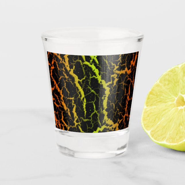Verre A Shot Lave spatiale fissurée - Orange/Lime (Devant)