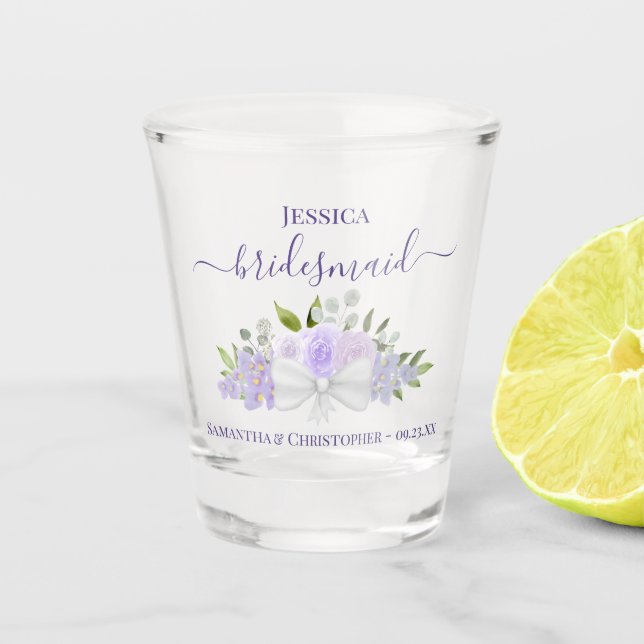 Verre A Shot Lavender Boho Floral Élégant Mariage Bridesmaid (Devant)