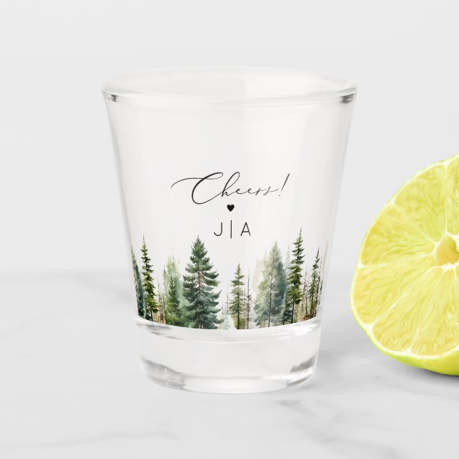 Verre A Shot L'aventure attend mariage des pins de la forêt (Devant)