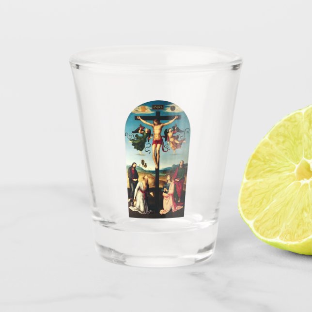 Verre A Shot Le Christ crucifié avec la Vierge Marie (Devant)