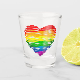 Verre A Shot Le cœur arc-en-ciel de SlipperyJoe griffonné tourb