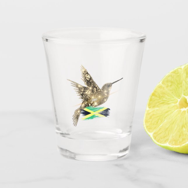 Verre A Shot Le drapeau jamaïcain aux colibris (Devant)