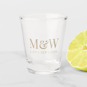 Verre A Shot Le Mariage moderne de Monogram Couple