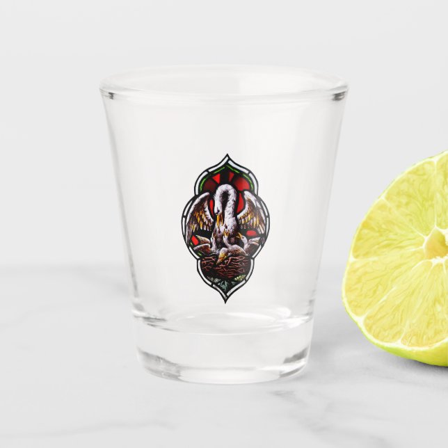 Verre A Shot Le pélican comme symbole chrétien (Devant)