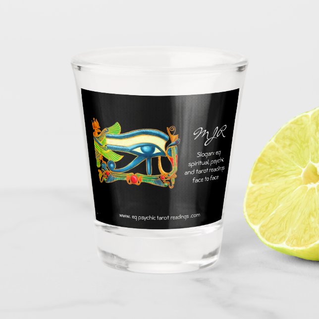 Verre A Shot Lecteur psychique avec logo Mystic Eye of Horus (Devant)