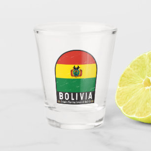 Verre A Shot L'emblème du drapeau bolivien est Vintage