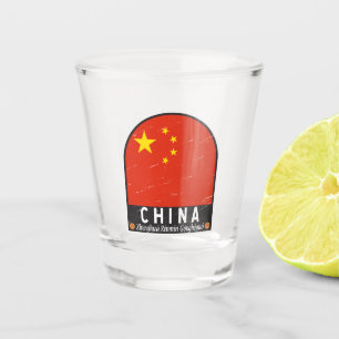 Verre A Shot L'emblème du drapeau chinois est Vintage