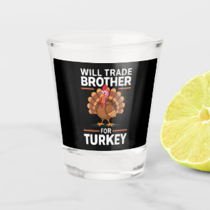 Verre A Shot Les enfants de Thanksgiving échangeront leur frère