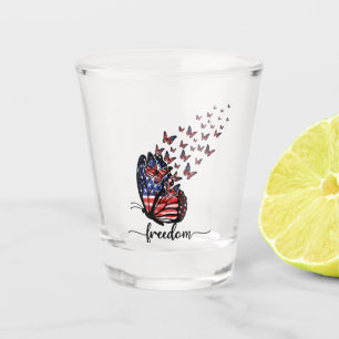 Verre A Shot Les papillons de la liberté   Rouge patriotique, B