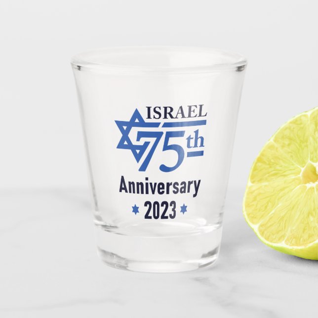Verre A Shot L'étoile de David du 75e anniversaire d'Israël (Devant)