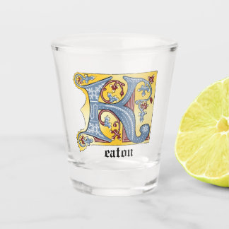 VERRE A SHOT LETTRE BLEUE ET ROUGE MOYENNE K ÉCLAIRÉE