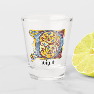 VERRE A SHOT LETTRE BLEUE MOYENNE ET ROUGE IVÉ ÉCLAIRÉ D