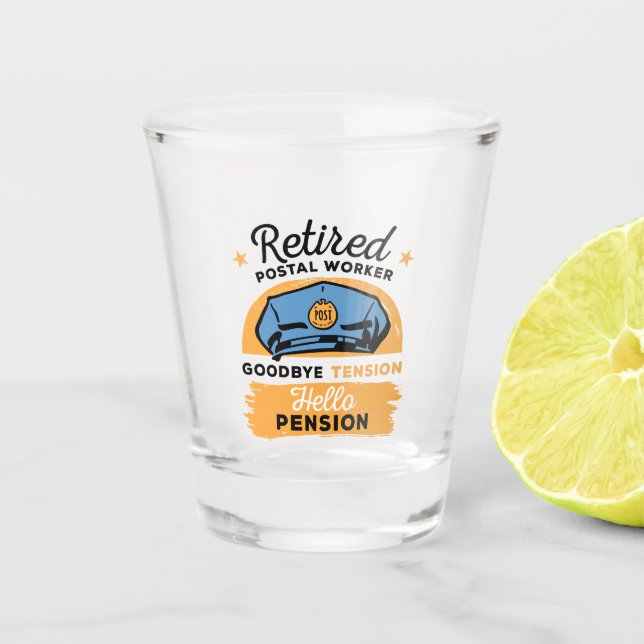 Verre A Shot Lettre du travailleur postal à la retraite Transpo (Devant)