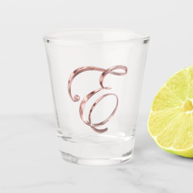 Verre A Shot LETTRE Élégante MONOGRAPHIQUE E Rose Gold Chic (Devant)