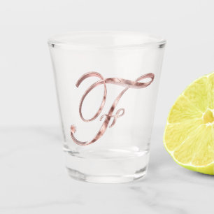 Verre A Shot LETTRE Élégante MONOGRAPHIQUE F Rose Gold Chic