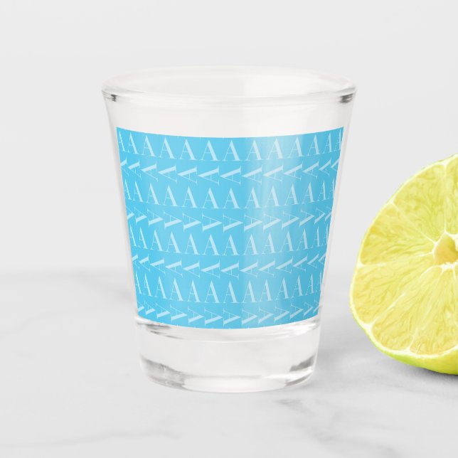 Verre A Shot Lettre initiale A, Aqua Blue (Devant)