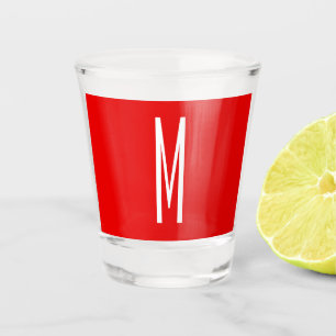 Verre A Shot Lettre initiale Monogramme Style moderne Rouge Bla