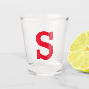 Verre A Shot Lettre initiale personnalisée rouge