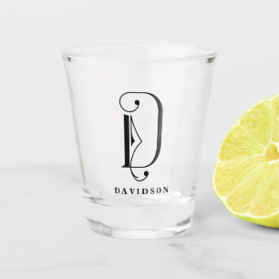 Verre A Shot Lettre Monogramme personnalisée D avec nom
