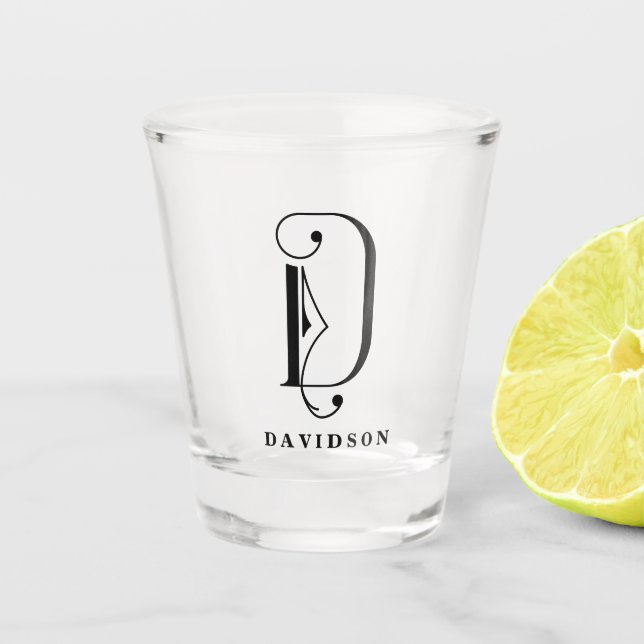 Verre A Shot Lettre Monogramme personnalisée D avec nom (Devant)