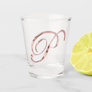 Verre A Shot LETTRE MONOGRAPHIQUE Élégante P Rose Gold Chic