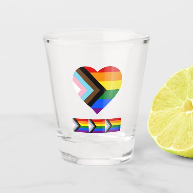 Verre A Shot LGBTQ & Pride - drapeau de progression arc-en-ciel (Devant)