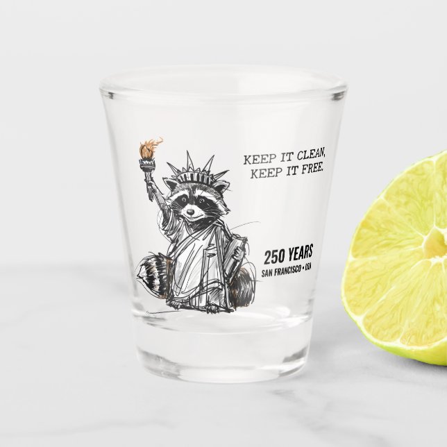 Verre A Shot Liberty Raccoon San Francisco 250 Years (Devant)