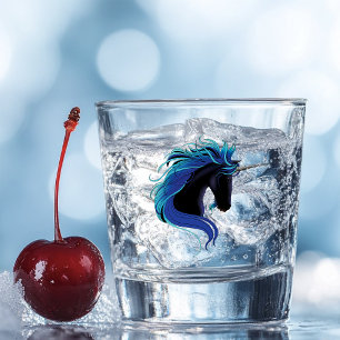 Verre A Shot Licorne noire élégante Magie Fantastique Bleu Arge