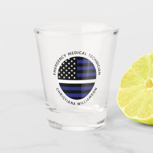 Verre A Shot Ligne blanche mince personnalisée USA Drapeau EMS