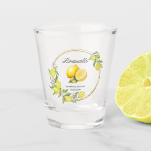 Verre A Shot limoncello aquarelle citron mariage été chic
