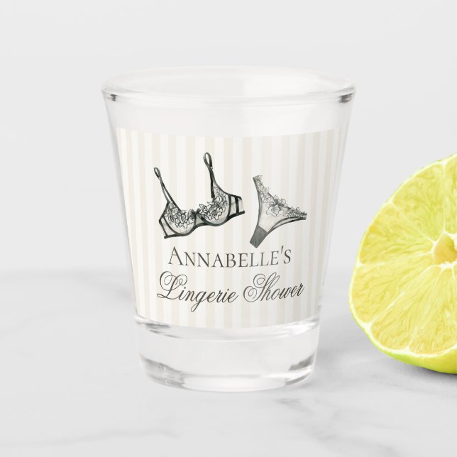 Verre A Shot Lingerie noire, douche, cadeau pour l'enterrement  (Devant)