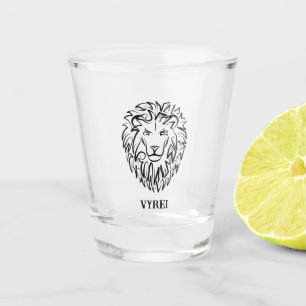 Verre A Shot Lion tribal noir et blanc