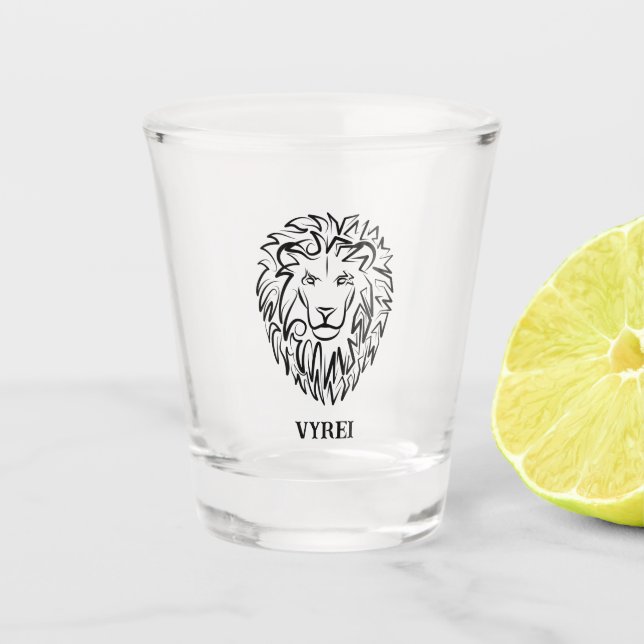 Verre A Shot Lion tribal noir et blanc (Devant)