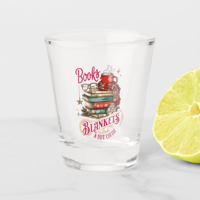 Verre A Shot Livres Écharpes et Chocolat Chaud  (Devant)