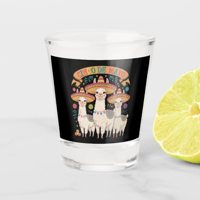 Verre A Shot Llama drôle Cinco De Mayo Fête Party (Devant)