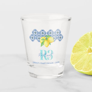 Verre A Shot Logo de carreau méditerranéen au citron à l'aquare