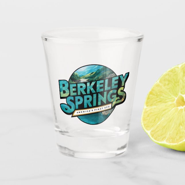 Verre A Shot Logo de voyage illustré de Berkeley Springs (Devant)