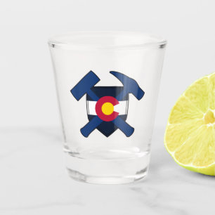 Verre A Shot Logo du marteau de rock du géologue du Colorado