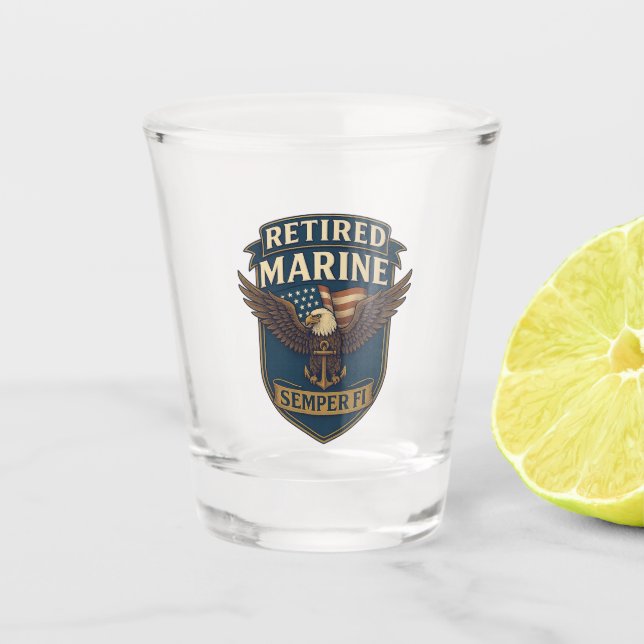 Verre A Shot Logo Emblème Vétéran Corps des Marines (Devant)