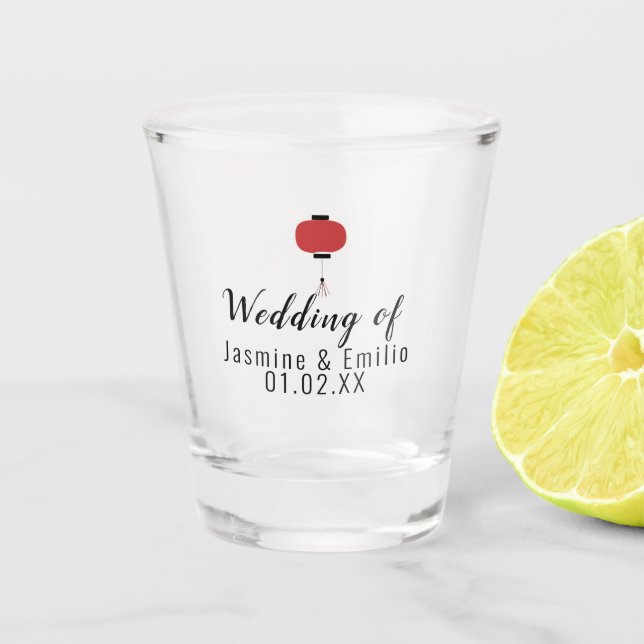 Verre A Shot Logo Lanterne Asiatique Mariage Nom des Conjoints (Devant)